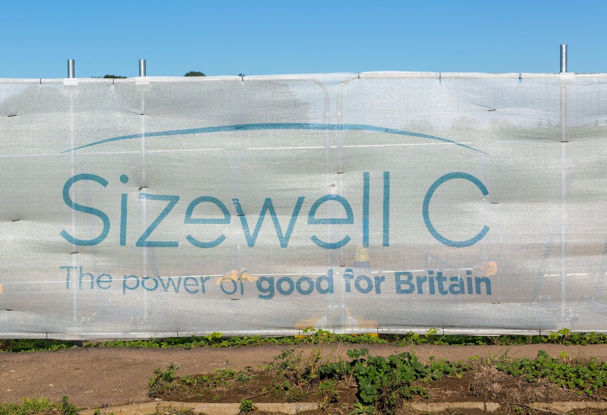 Sizewell C power station construction site screen